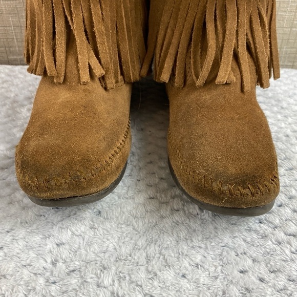 Vintage‎ Minnetonka Women's Suede 3-Layer Fringe Moccasin Coachella Boots Sz 7 - Picture 7 of 15